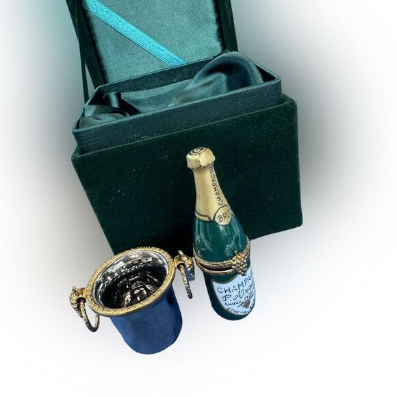 Rochard Limoges Champagne Bottle & Ice Bucket Trinket Box Set France - Picture 4 of 12